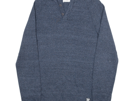 C&A Mens Jumper Blue Button Neck Tight Knit S Online