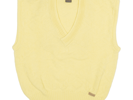 JOCKEY Womens Vest Yellow V-Neck Tight Knit Sleeveless Wool L Online