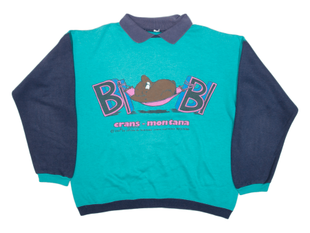 Bibi Mens Sweatshirt Blue Collared XL Fashion