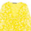 ABERCROMBIE & FITCH Womens Wrap Blouse Yellow V-Neck Long Sleeve Floral XS For Sale