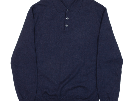 BOGGI Boys Jumper Blue Collared Tight Knit Wool L on Sale