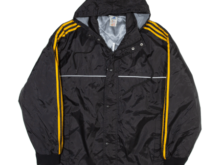 ADIDAS Popper Mens Puffer Jacket Black Nylon 90s Hooded M For Cheap