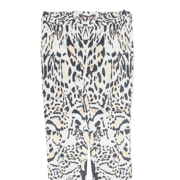 ROBERTO CAVALLI Animal Print Womens Trousers Cream Slim Skinny W26 L26 Online Sale