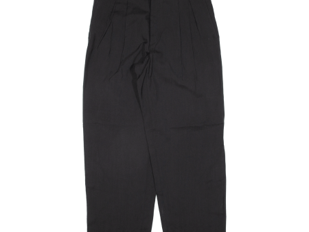 Pleated Womens Trousers Black Loose Straight Viscose W30 L28 Online Hot Sale