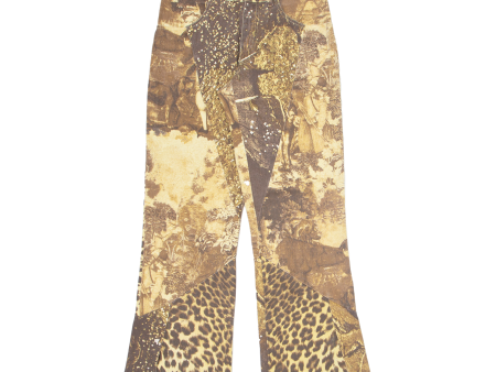 ANGELO MARANI Animal Print Womens Trousers Brown Regular Bootcut W29 L32 Cheap