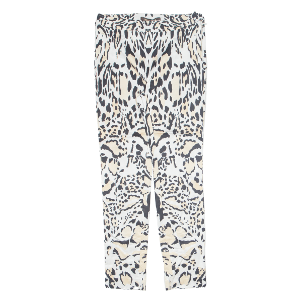 ROBERTO CAVALLI Animal Print Womens Trousers Cream Slim Skinny W26 L26 Online Sale