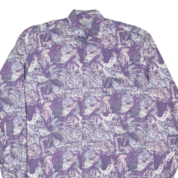 BREMA Mens Shirt Purple 90s Crazy Pattern Long Sleeve M Online