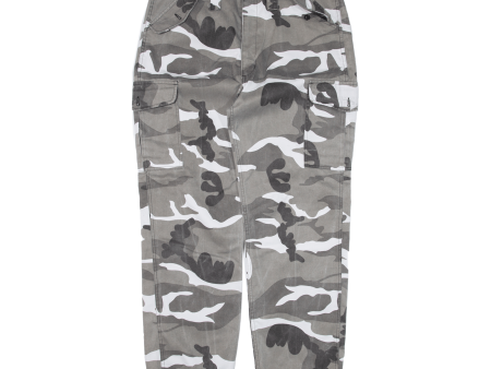 BLUE CASTLE Cargo Camo Mens Trousers Grey Relaxed Tapered W35 L30 Hot on Sale