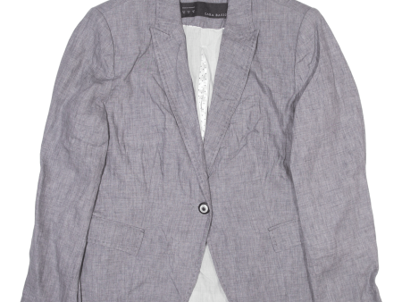 ZARA Womens Blazer Jacket Grey Linen M Online now