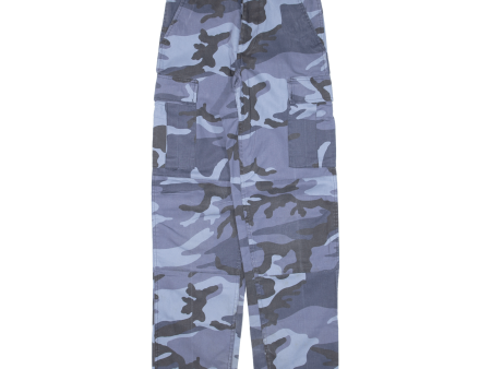 Cargo Camo Mens Trousers Blue Regular Straight W26 L31 Sale