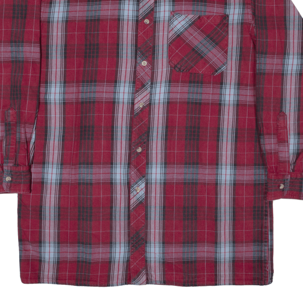 BREMO Mens Shirt Red 90s Check Long Sleeve L For Cheap