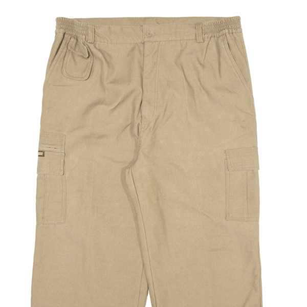 SHUAIER Cargo Mens Trousers Beige Relaxed Straight W36 L25 For Cheap