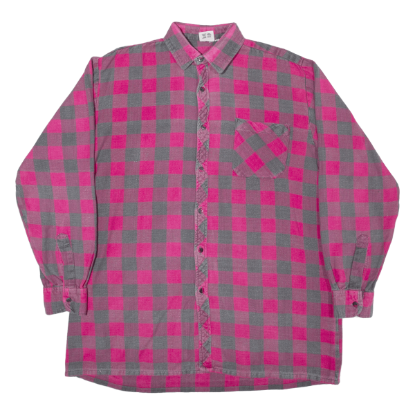 BREMO Mens Shirt Pink 90s Check Long Sleeve L Discount