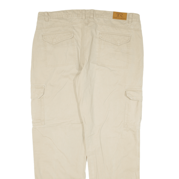 TOM RAMSEY Cargo Mens Trousers Beige Relaxed Straight W40 L33 For Discount