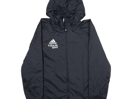 ADIDAS Mens Rain Jacket Black Nylon Hooded M Hot on Sale