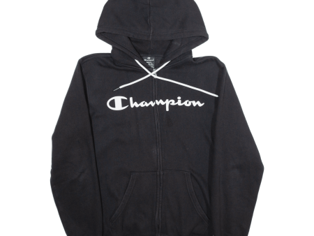 CHAMPION Mens Black Hoodie Full Zip S Discount