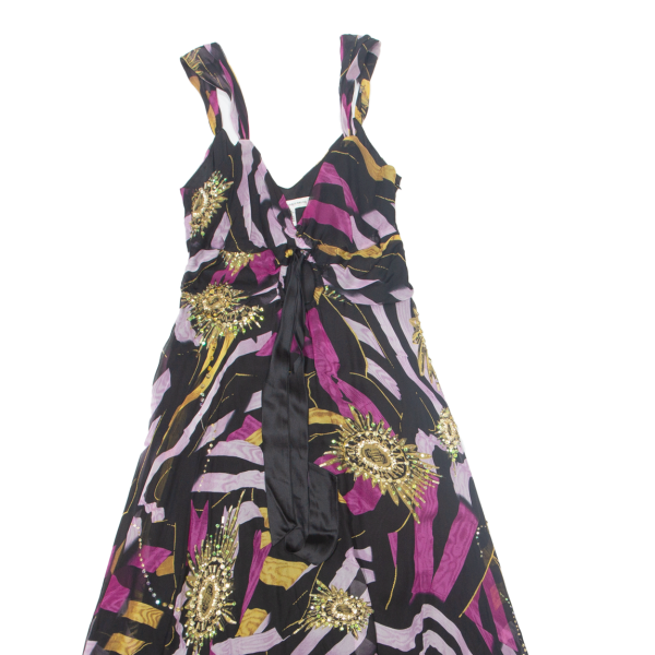 DIANE VON FURSTENBERG Womens A-Line Dress Black Silk Crazy Pattern Midi S Online Hot Sale