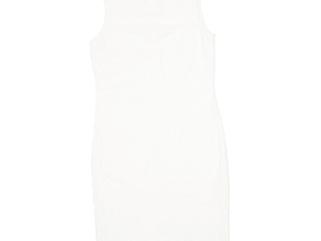 ARMANI JEANS Womens Pencil Dress White Lace Viscose Sleeveless Knee Length M on Sale