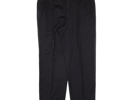 Pleated Womens Trousers Black Loose Tapered W35 L29 Online Sale