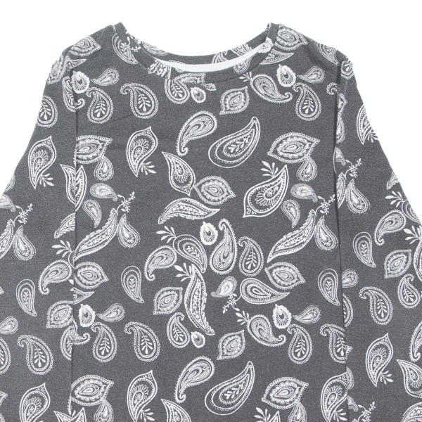 ALCOTT Paisley Womens T-Shirt Grey Long Sleeve S For Cheap