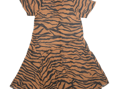 ALL SAINTS Enki Zephyr Oversized Womens A-Line Dress Orange Animal Print Long S Fashion