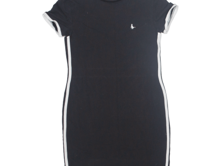 JACK WILLS Womens T-Shirt Dress Black Short Sleeve Knee Length UK 10 Sale