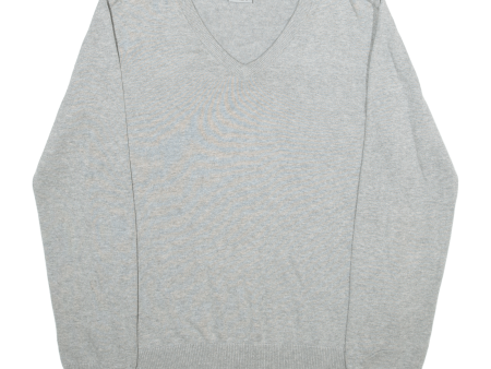 CARHARTT Mens Jumper Grey V-Neck Tight Knit S Fashion