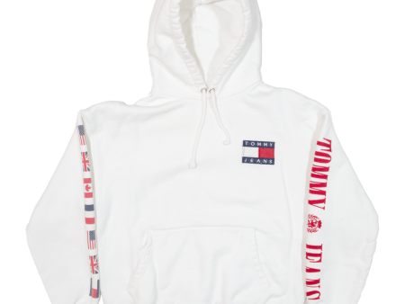 TOMMY HILFIGER Womens White Hoodie S Supply