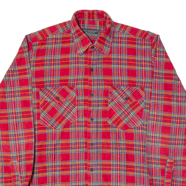 777 COLLECTION Mens Flannel Shirt Red Check Long Sleeve M For Discount