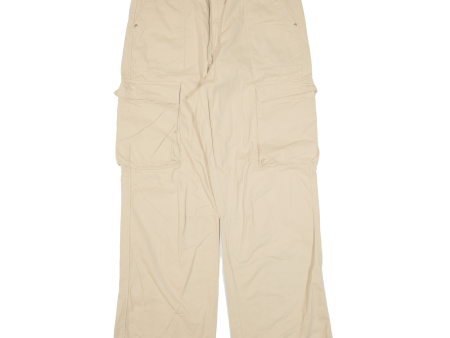 BERSHKA Cargo Womens Trousers Beige Loose Straight W32 L31 Online now