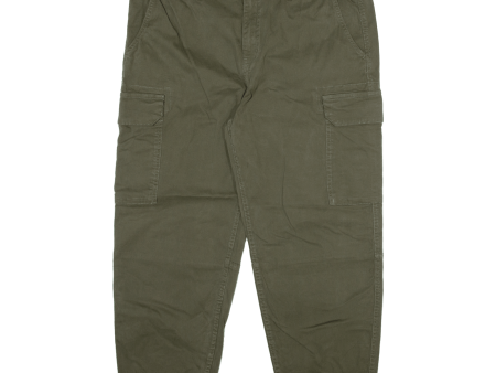 C&A Cargo Jogger Style Mens Trousers Green Relaxed Tapered W40 L26 Online now