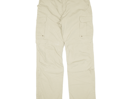 QUECHUA Cargo Zip-off Mens Trousers Beige Relaxed Straight W31 L31 For Cheap