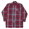 BREMO Mens Shirt Red 90s Check Long Sleeve L For Cheap