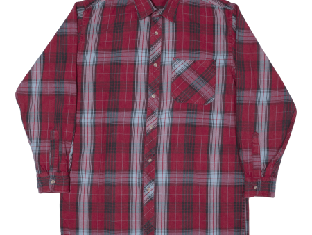 BREMO Mens Shirt Red 90s Check Long Sleeve L For Cheap