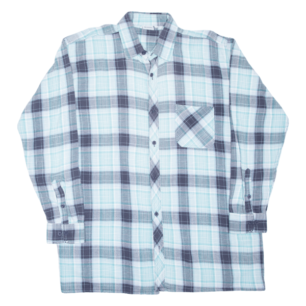 BREMO Mens Shirt Blue 90s Check Long Sleeve XL Discount