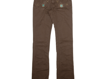 PHARD Womens Trousers Brown Slim Straight W28 L33 Sale