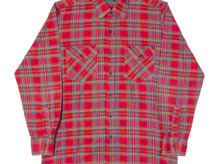 777 COLLECTION Mens Flannel Shirt Red Check Long Sleeve M For Discount