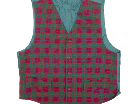 YVES GERARD Mens Blazer Waistcoat Green Knit Wool Check L Cheap