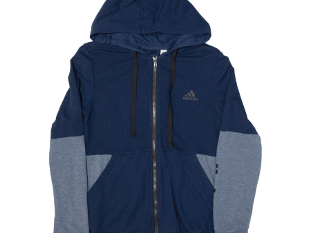 ADIDAS Womens Blue Hoodie Full Zip UK 12 Supply