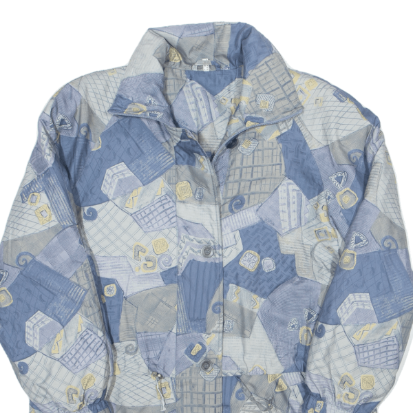 Womens Puffer Jacket Blue 90s Crazy Pattern UK 18 For Sale