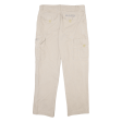 ALUART Cargo Mens Trousers Cream Regular Straight W32 L30 on Sale