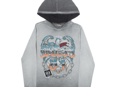 GUESS Womens Grey Hoodie L Online Hot Sale