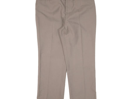 TREVIRA Pleated Womens Trousers Brown Regular Straight Wool W34 L27 Cheap