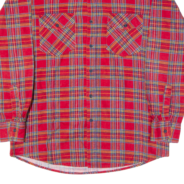 777 COLLECTION Mens Flannel Shirt Red Check Long Sleeve M For Discount