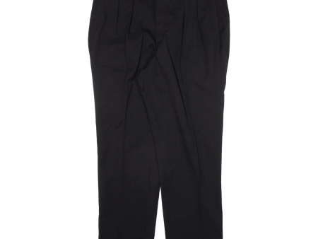 Pleated Womens Trousers Black Regular Tapered W35 L29 For Cheap