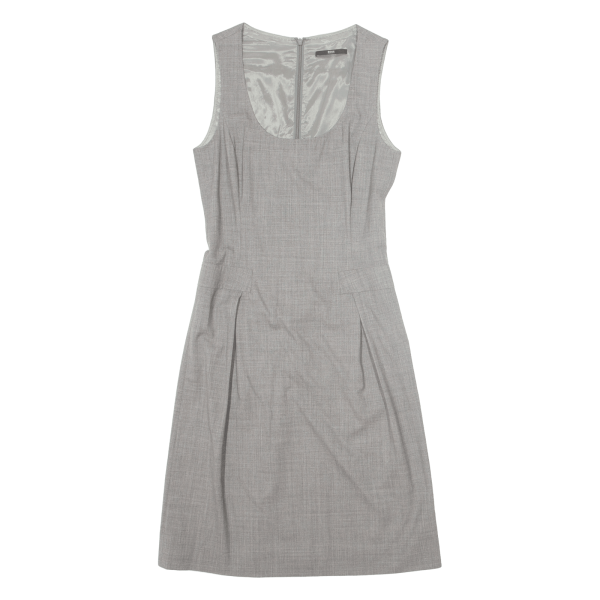 HUGO BOSS Debra Womens Fit & Flare Dress Grey Wool Sleeveless Knee Length UK 4 Online Hot Sale