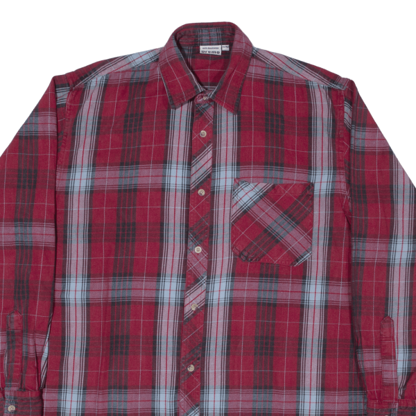 BREMO Mens Shirt Red 90s Check Long Sleeve L For Cheap