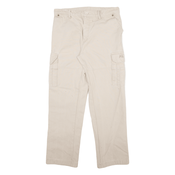 ALUART Cargo Mens Trousers Cream Regular Straight W32 L30 on Sale