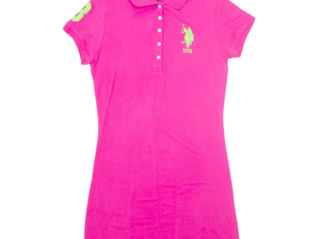 US POLO ASSN Polo Shirt Girls T-Shirt Dress Pink Short Sleeve Knee Length XL Discount