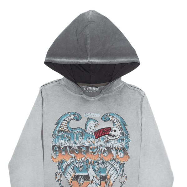 GUESS Womens Grey Hoodie L Online Hot Sale